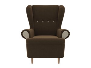 Кресло Торин, микровельвет, коричневый, бежевый