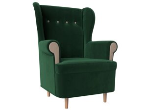 Кресло Торин, велюр, зеленый, бежевый