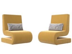 Кресло Волна (2 шт. микровельвет, желтый