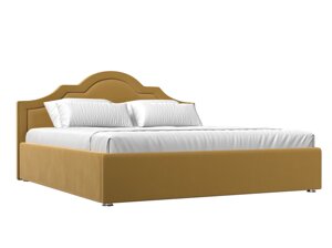 Кровать интерьерная Афина 180, микровельвет, желтый