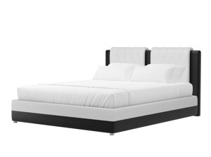 Кровать интерьерная Камилла 160, экокожа, белый, черный