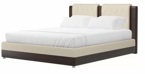 Кровать интерьерная Камилла 160, экокожа, бежевый, коричневый