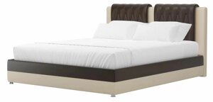 Кровать интерьерная Камилла 160, экокожа, коричневый, бежевый