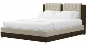 Кровать интерьерная Камилла 160, микровельвет, бежевый, коричневый