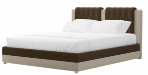 Кровать интерьерная Камилла 160, микровельвет, коричневый, бежевый
