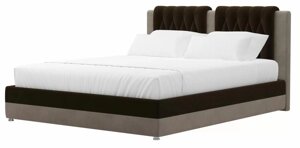 Кровать интерьерная Камилла 160, велюр, коричневый, бежевый