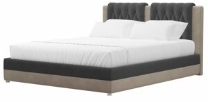 Кровать интерьерная Камилла 160, велюр, серый, бежевый
