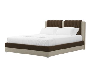 Кровать интерьерная Камилла 180, микровельвет, коричневый, бежевый