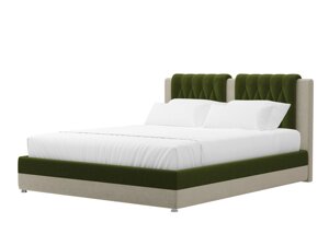 Кровать интерьерная Камилла 180, микровельвет, зеленый, бежевый