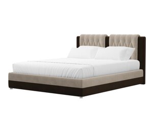 Кровать интерьерная Камилла 200, велюр, бежевый, коричневый