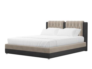 Кровать интерьерная Камилла 200, велюр, бежевый, серый