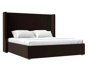 Кровать интерьерная Ларго 180, микровельвет, коричневый