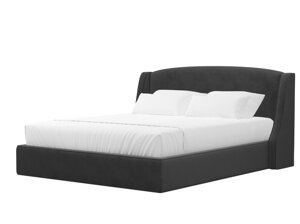 Кровать интерьерная Лотос 160, велюр, серый