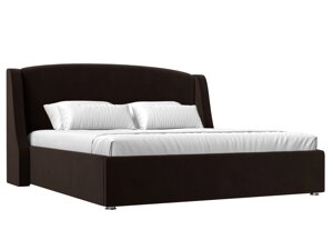 Кровать интерьерная Лотос 180, микровельвет, коричневый