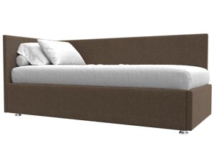 Кровать Лига-039 левая, рогожка, коричневый