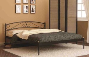 Кровать односпальная Валерия с изножьем | 90х200 | металлическое основание | Красный лак