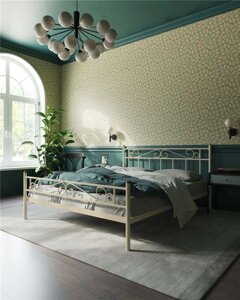 Кровать с изножьем "Франческа"180х200 | ноги металл | цвет Бежевый |