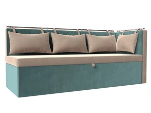 Кухонный диван Метро с углом | бежевый | бирюзовый