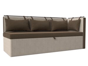 Кухонный диван Метро с углом | Коричневый | Бежевый