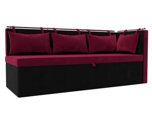 Кухонный диван Метро с углом правый | Бордовый | Черный