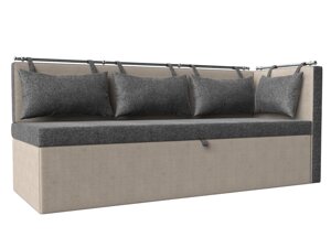 Кухонный диван Метро с углом правый | серый | бежевый