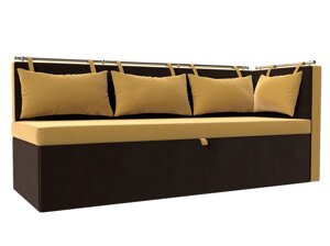 Кухонный диван Метро с углом правый | Желтый | коричневый