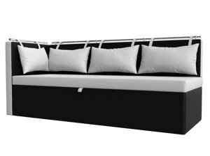 Кухонный диван Метро с углом слева | Белый | Черный