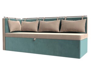 Кухонный диван Метро с углом слева | бежевый | бирюзовый
