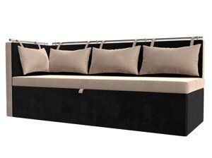 Кухонный диван Метро с углом слева | Бежевый | Черный