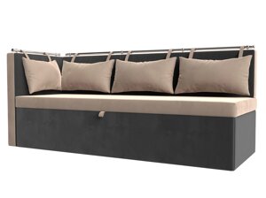 Кухонный диван Метро с углом слева | бежевый | Серый