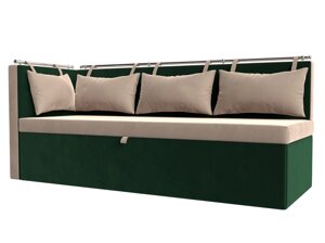 Кухонный диван Метро с углом слева | бежевый | зеленый