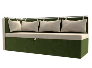 Кухонный диван Метро с углом слева | бежевый | зеленый