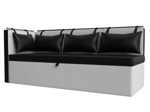 Кухонный диван Метро с углом слева | Черный | Белый