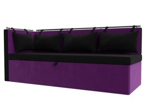 Кухонный диван Метро с углом слева | черный | фиолетовый
