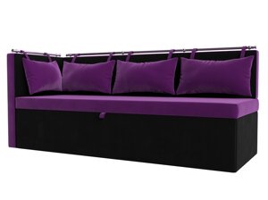 Кухонный диван Метро с углом слева | Фиолетовый | Черный