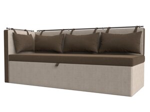 Кухонный диван Метро с углом слева | Коричневый | Бежевый