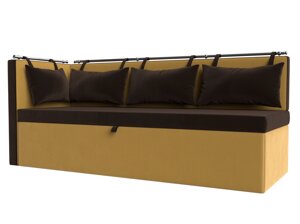 Кухонный диван Метро с углом слева | Коричневый | Желтый