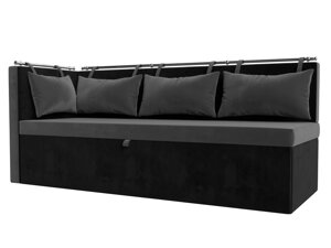 Кухонный диван Метро с углом слева | Серый | черный