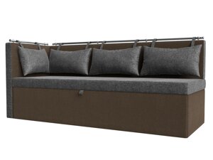 Кухонный диван Метро с углом слева | Серый | коричневый