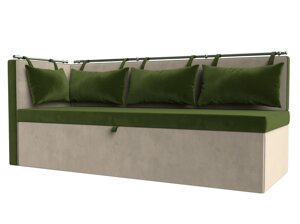 Кухонный диван Метро с углом слева | Зеленый | Бежевый