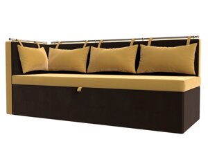 Кухонный диван Метро с углом слева | Желтый | коричневый