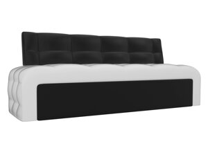 Кухонный прямой диван Люксор | Белый | Черный