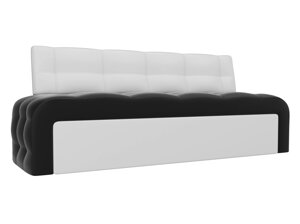 Кухонный прямой диван Люксор | Черный | Белый