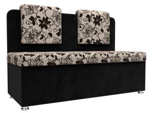 Кухонный прямой диван Маккон 2-х местный | Цветы | Черный