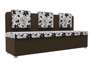 Кухонный прямой диван Маккон 3-х местный | белый | коричневый