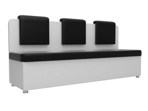 Кухонный прямой диван Маккон 3-х местный | Черный | Белый
