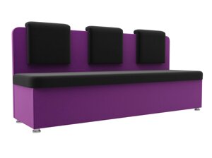 Кухонный прямой диван Маккон 3-х местный | черный | фиолетовый