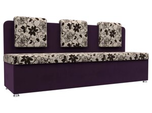 Кухонный прямой диван Маккон 3-х местный | Цветы | Фиолетовый