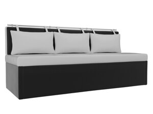 Кухонный прямой диван Метро | Белый | Черный