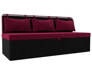 Кухонный прямой диван Метро | Бордовый | Черный